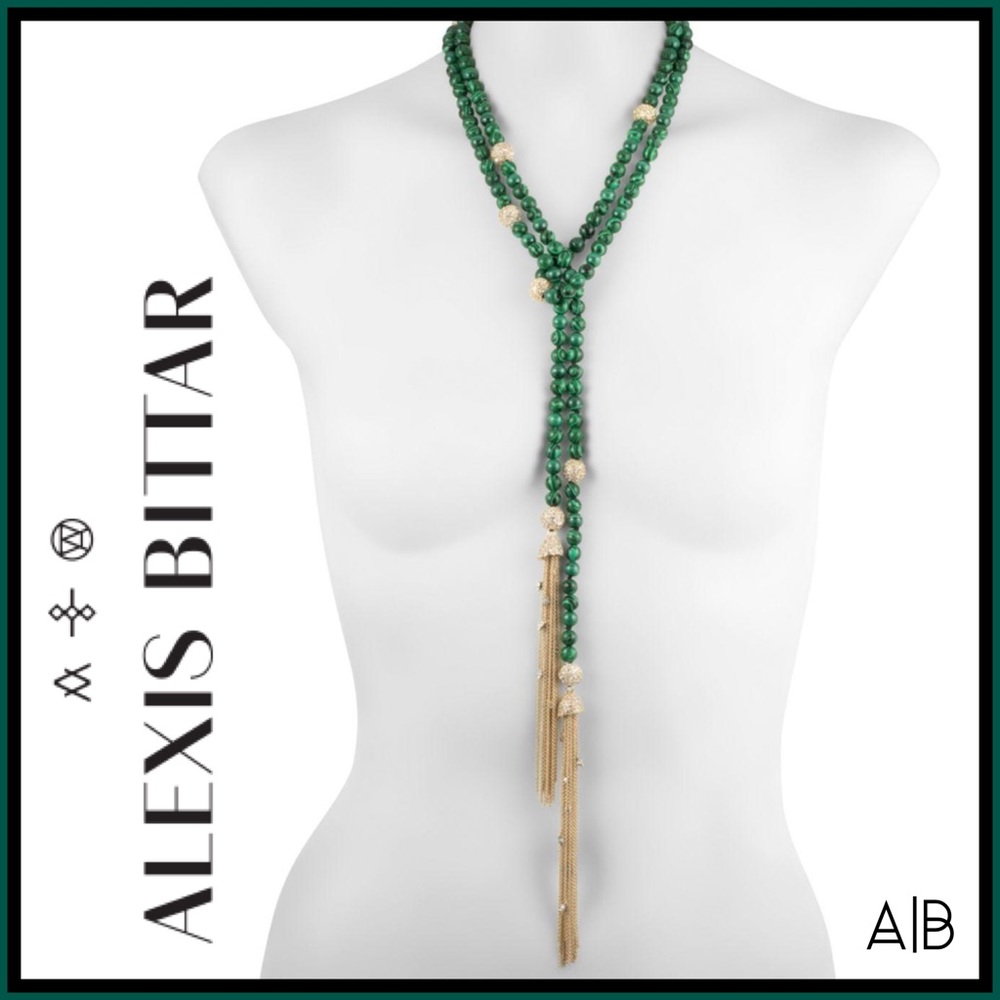Alexis Bittar Crystal Encrusted Malachite Necklace